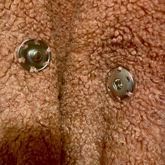 Teddy bear coat. Long Mauve Size L - Picture 3 of 5